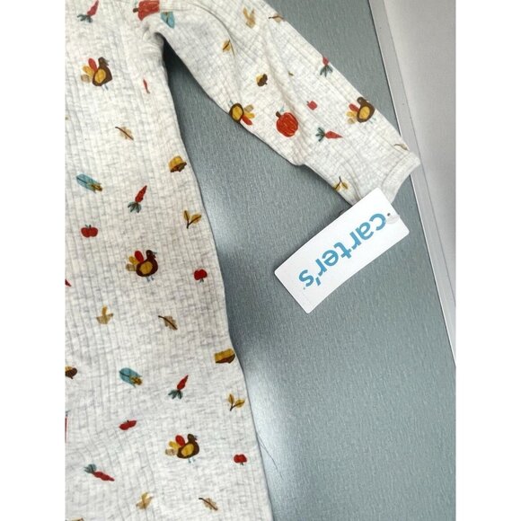Carter's Size 6 Months Thanksgiving Snap-up Sleep & Play Bodysuit in Grey - Picture 3 of 5